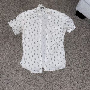 Rose Print Button Down